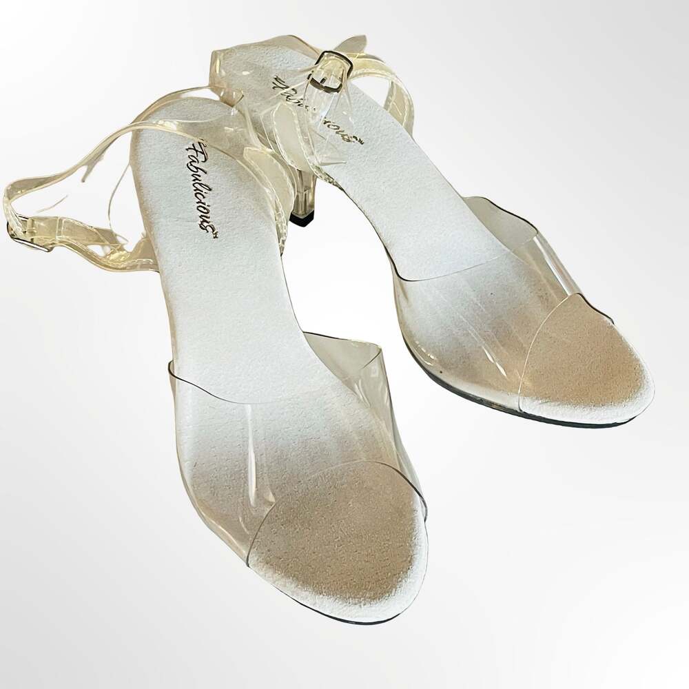 Fabulicious Belle-308 Clear Ankle Strap Kitten Heel Sandals